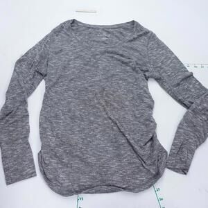 Liz Lange Maternity Shirt Womens XL Gray Rayon Stretch Long Sleeve Round Neck